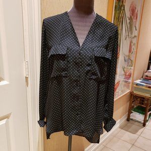 ZARA BASIC COLLECTION - BLACK & WHITE DOT SHEER  JACKET WITH POCKETS  - XL